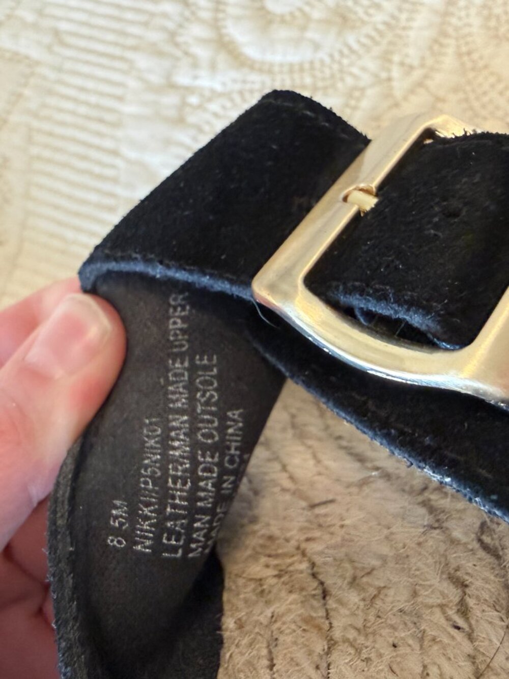 Haute Hippie black suede double-buckle slide sandals. Size 8.5 - Picture 5 of 5